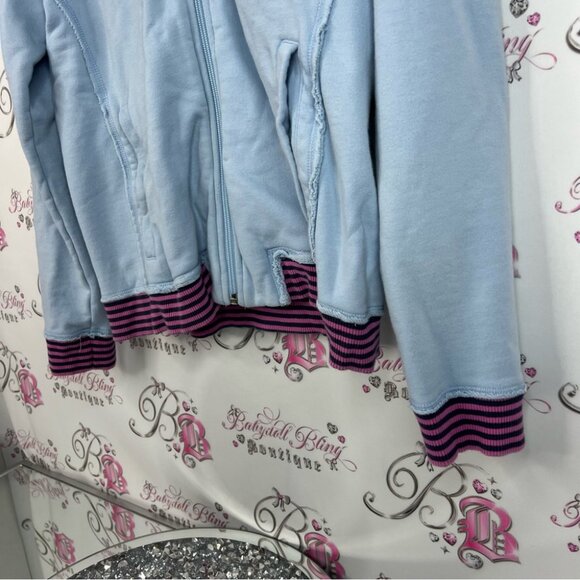 Burton sweater hoodie zip up vintage zipper Women's Light Blue Bomber Jacket - Picture 3 of 12